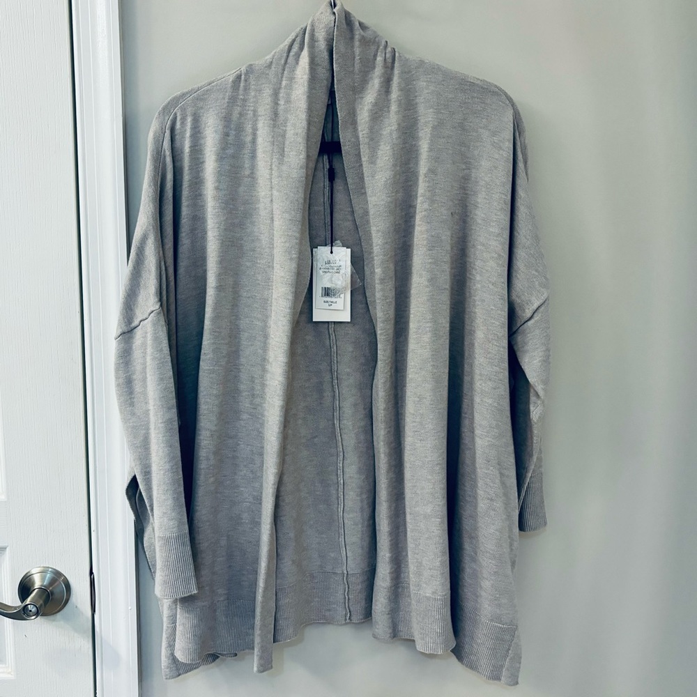 NWT H by Halston Shawl Sweater | S | Heather Cool Grey